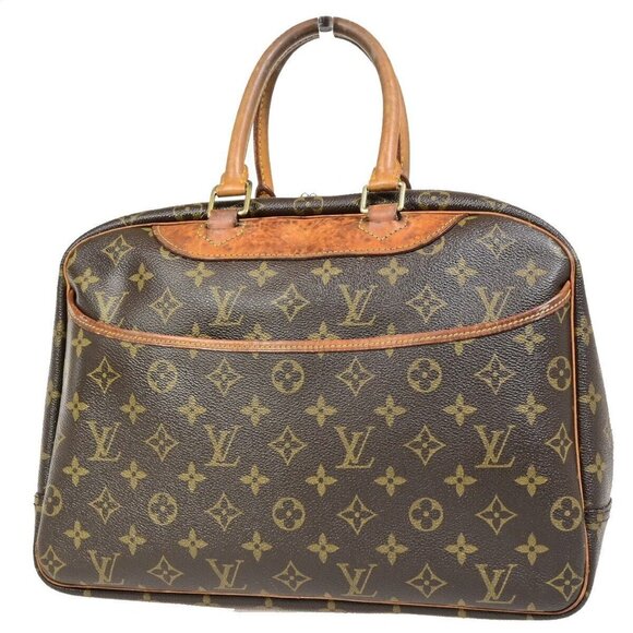 LOUIS VUITTON LV Logo Deauville Hand Bag Monogram Leather Brown - Picture 1 of 16